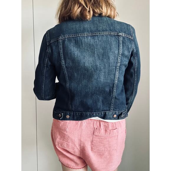Y2K Gap Denim Jacket classic Dark Wash Fall Staple Cotton Unisex - Picture 4 of 8